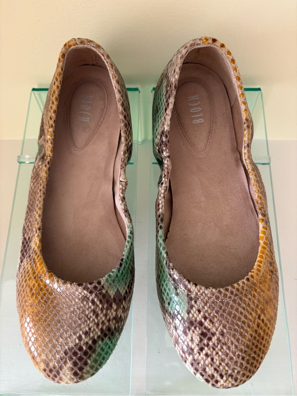 Bloch Multicolor Snakeskin-Print Ballet Flats Women’s Size 6